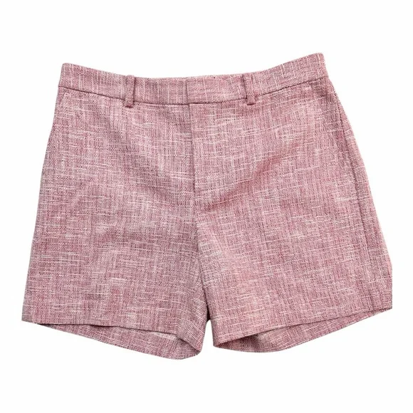 Lauren Ralph Lauren Pink Tweed Shorts Size 8 High Waist Tailored Chic - Picture 2 of 10